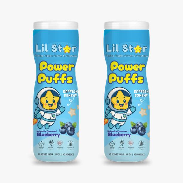 Lil Star Blueberry Flavoured Power Puffs (Pack of 2) | No Refined Sugar | Baby Snacks 100 g