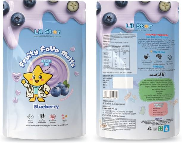 Lil Star Blueberry Flavoured Fruity Foyo Melts (Pack of 2) | No Added Sugar | Baby Snacks 60 g