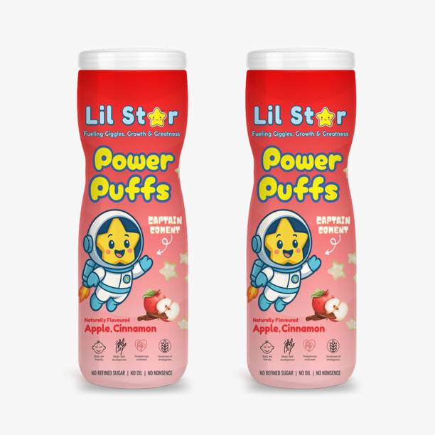 Lil Star Apple Cinnamon Flavoured Power Puff Pack of 2 | No Added Sugar | Baby Snacks 100 g