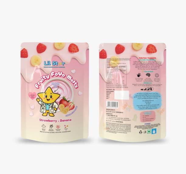 Lil Star Strawberry Banana Flavoured Fruity Foyo Melts (Pack of 2) | No Added Sugar | Baby Snacks 60 g