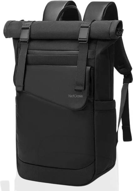 Medium 30 L Laptop Backpack Laptop Backpack, Roll-Top Design, Large Capacity, Black