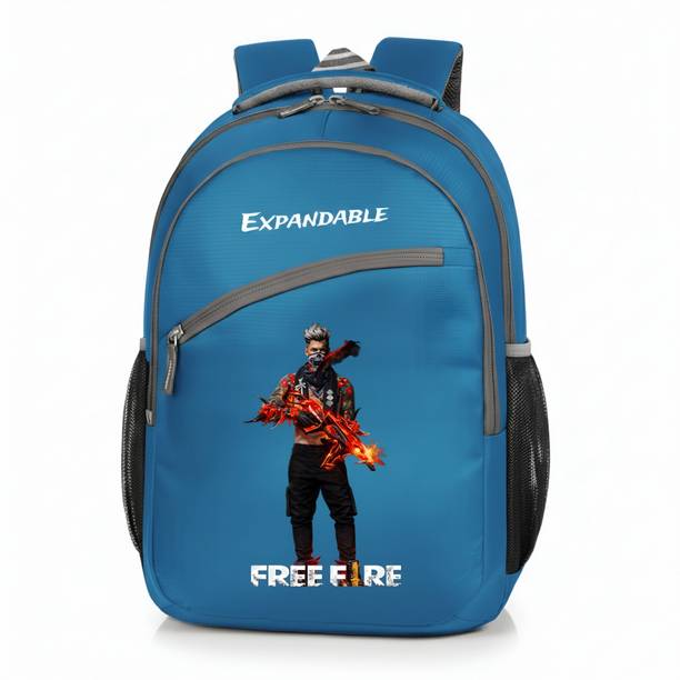 Expandable Free Fire Character Printed School bag for Boys & Girls with padded straps 21 L Backpack
