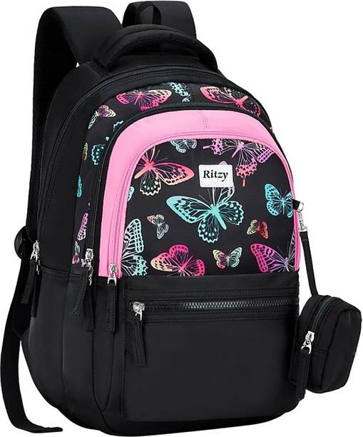 RITZY 40 L GIRLS AND WOMEN Backpack FOR SCHOOL COLLEGE TRAVEL BACKPACK (BLACK) 40 L Backpack