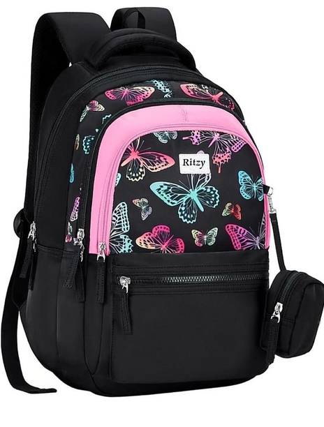 RITZY 40 L GIRLS AND WOMEN Backpack FOR SCHOOL COLLEGE TRAVEL BACKPACK (BLACK) 40 L Backpack