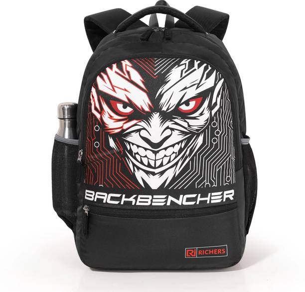 Richers BOYS&GIRLCasualBackpack inBlack Polyester Spacious Compartments & Hidden Storage 35 L Laptop Backpack