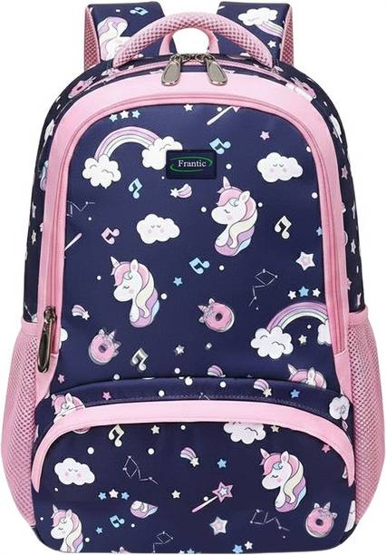 Frantic Polyester Kids School Bag RR_Blue_Music_Unicorn_2026 Waterproof Backpack