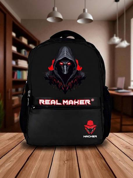 REAL MAKER Hacker Graphic Printed Bag | Stylish Laptop & School, Collage Bag for Boys 45 L Laptop Backpack