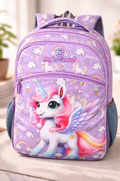 PERFECT GENIUS Unicorn Printed Kids School Backpack Lightweight & Durable Bag for Girls 20 L Backpack