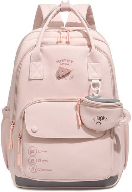 Aximoz Tesmezy Trendy Grey & White Backpack with Cute Mini Pouch for Women & Girls 30 L Backpack