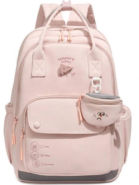 Aximoz Tesmezy Trendy Grey & White Backpack with Cute Mini Pouch for Women & Girls 30 L Backpack