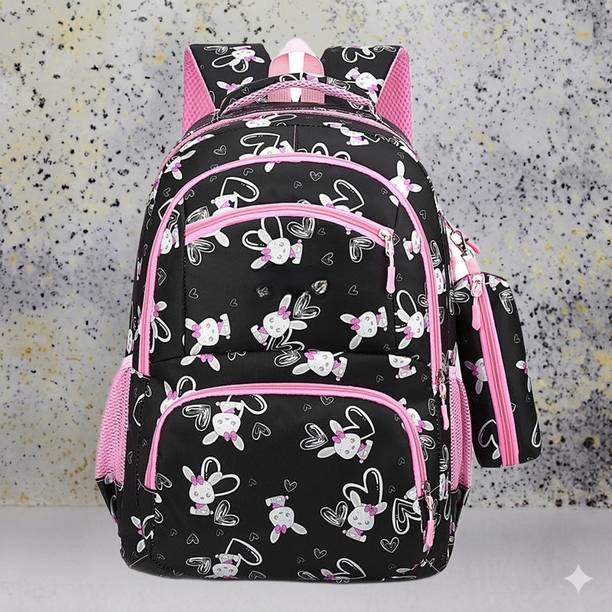 Gloft Trendy Bunny Printed Girls Backpack Laptop bag for Colleg/Casual & School use 30 L Laptop Backpack