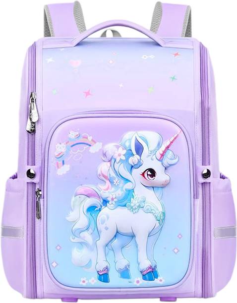 gustave School Backpack for Girls Purple Unicorn Double Layer Waterproof Bag 6-12 Years 46.74 L Backpack