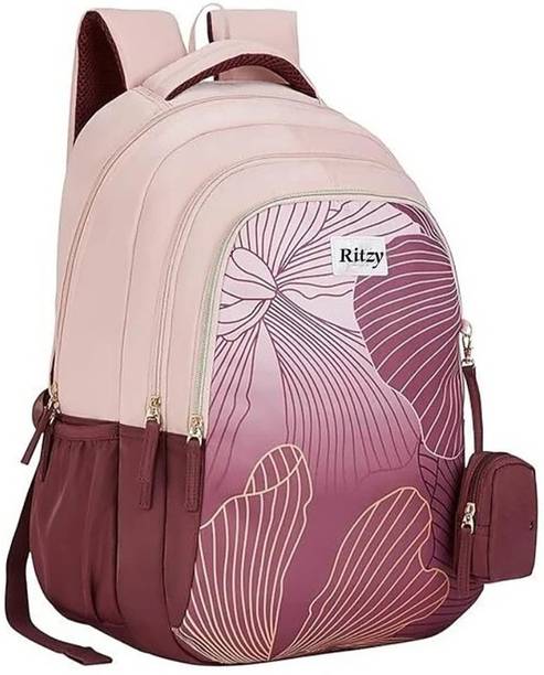 RITZY 40 L GIRLS AND WOMEN Backpack FOR SCHOOL COLLEGE TRAVEL BACKPACK (MAROON CREAM) 40 L बैकपैक