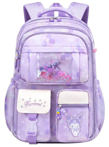 Venzina Backpack for School Girls Sanrio Kuromi School Backpack Multi Layer Large 2.5 L Backpack