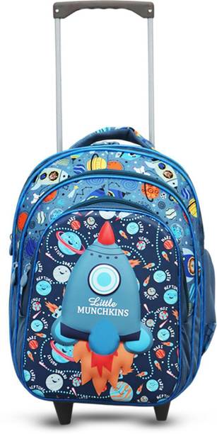 Little Munchkins Space Rocket School Kids School & Travel Trolley Bag 18 Inch Waterproof Trolley 35 L Trolley Backpack
