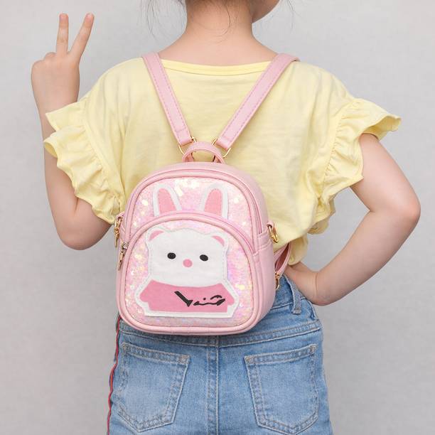 Parnidhi Kids Bunny Face Mini Backpack Cute PU Leather School Travel Bag 5 L Backpack