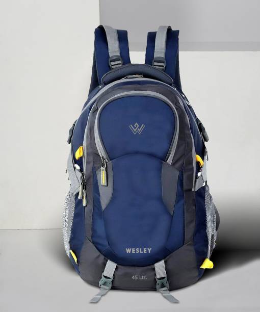 WESLEY Unisex Travel hiking laptop bag fits upto 17.3 inch with Raincover and internal organiser backpack Rucksack College bag 45 L Laptop Backpack