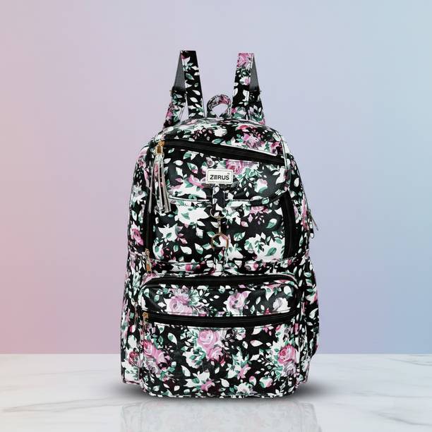 ZERUS Trendy Girls Backpack Floral Print Lightweight School Bag For College Travel 21 L Backpack