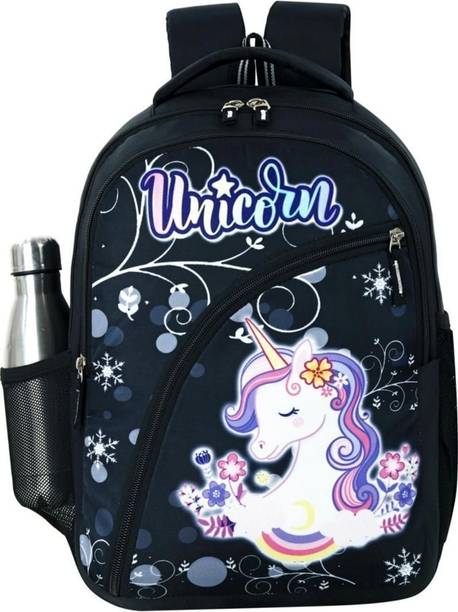 Dura Mater Medium 21 L Backpack Unicorn Kids BrightPath School Bags(3-10 years) (Black) 20 L Backpack