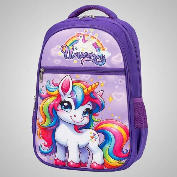 MIMIS Unicorn Theme Purple Backpack Girls Kids School Bag 30 L Backpack