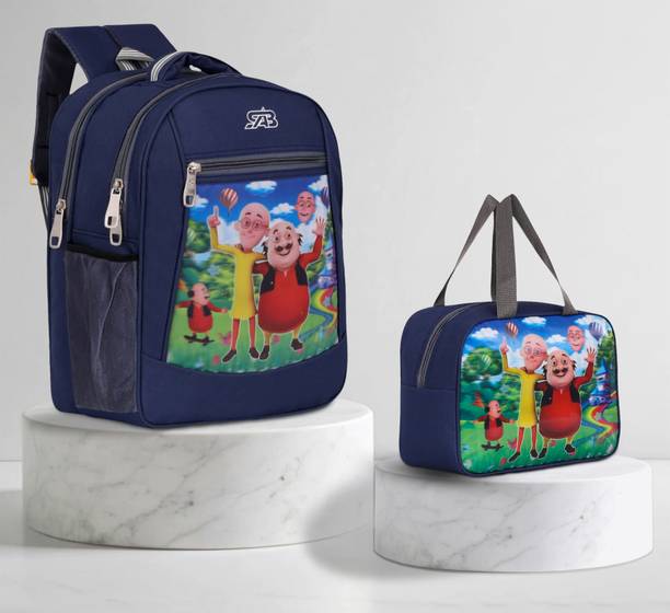 SAB Bags School & Lunch Backpack Combo | Cartoon Kids Set for Nursery to 2nd Class Waterproof School Bag