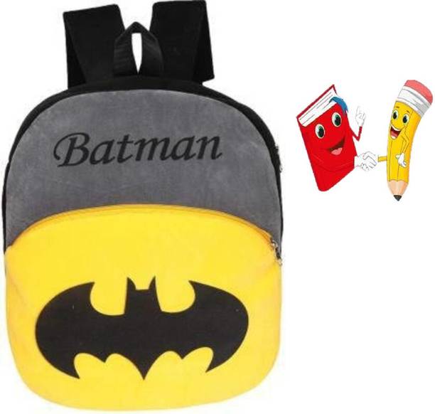 Small 10 L Backpack Batman Plush Bag With 2 Compartment Plush Bag (Black ) School Bag