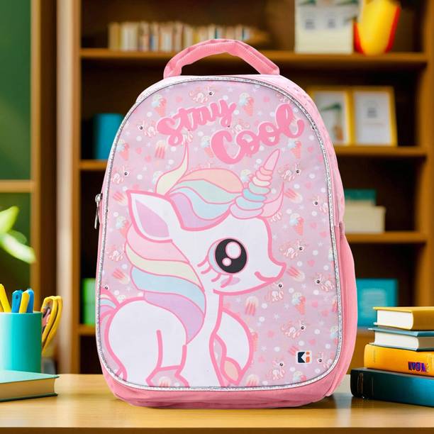 DISNEY Stay Cool Single Unicorn 4 Compartment Backpack for Boys and Girls | Pink 18 L Backpack