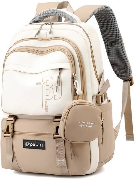 pericat Girls School Backpack with Small Zipper Pouch Khaki Nylon Multi Compartment Bag 5.67 L Backpack