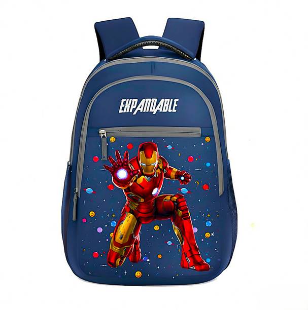 Expandable Iron Man Printed Premium school bag for kids | waterproof school bag for kids 18 L Backpack