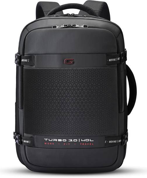 Large 40 L Laptop Backpack TURBO 3 ANTI THEFT FAUX LEATHER WITH RAINCOVER