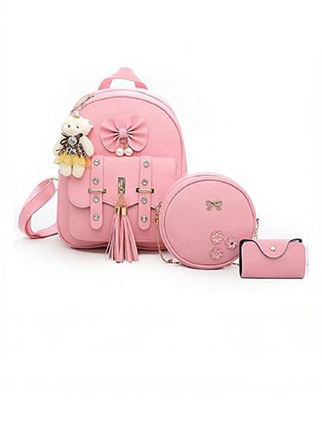 EpicAngle Small Smart 3-PCS Fashion Cute Stylish Leather & School And Collage () 10 L Laptop Backpack