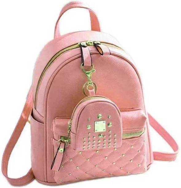 Small 6 L Backpack Women Backpack Bag with mini pouch  (Pink)