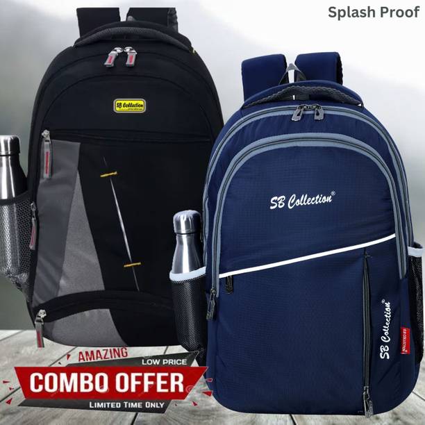 SBCOLLECTION Premium WaterProof Bags (Combo of 2) for Daily Commute of School College Office 32 L Laptop Backpack