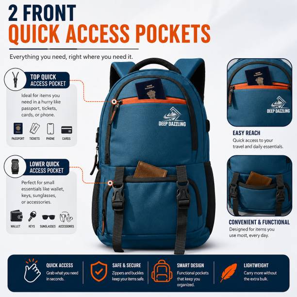 Large 40 L Laptop Backpack |Office/College/School Bag ASHPER Unisex with USB Port and Rain Cover.