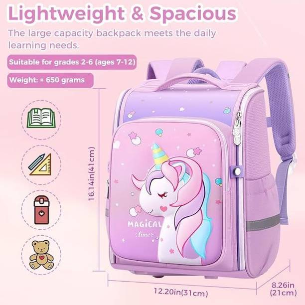 MUMMA MALL Astronaut Unicorn Diano Heart Backpack for Girls deal for Ages 2-12 21 L Laptop Backpack