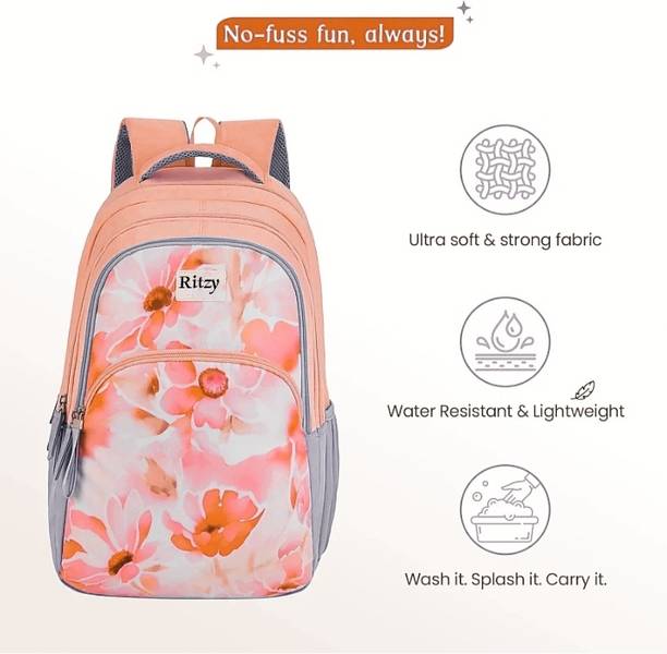 RITZY 36 L GIRLS AND WOMEN Backpack FOR SCHOOL COLLEGE TRAVEL BACKPACK (PEACH GREY ) 36 L Backpack