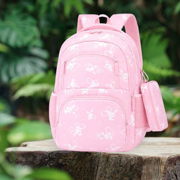 RENCOS Girls stylish waterproof backpack with pouch (1st to 12th class 30 L Backpack