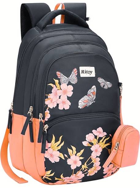 RITZY 36 LTR PRINTED GIRLS BACKPACK FOR COLLEGE SCHOOL COACHING BACKPACK(BLACK) 36 L Backpack