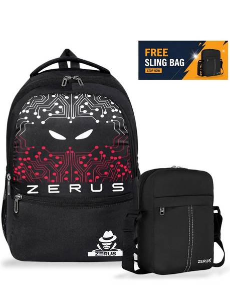 ZERUS Graphic Print School Bag Combo with Free Sling Bag for Boys Girls College Travel 30 L Laptop Backpack