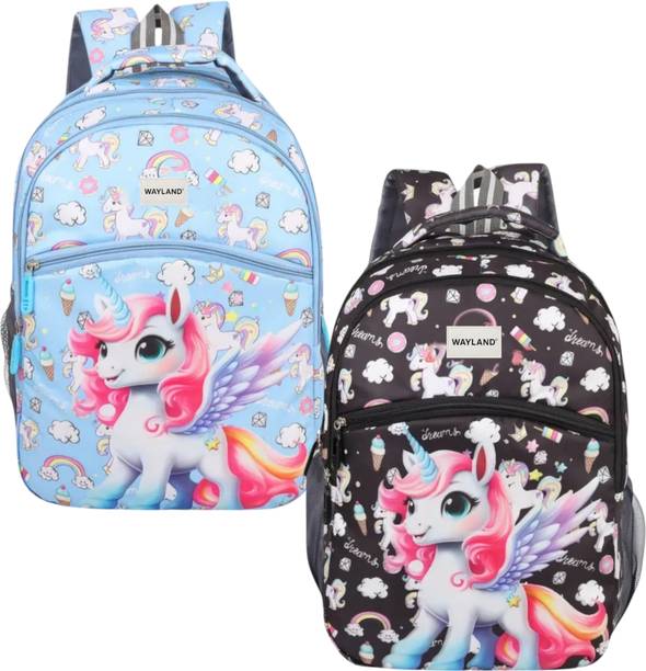 Wayland Unicorn Printed Kids School Bag for Girls Set of 2 Backpack 24 L Backpack