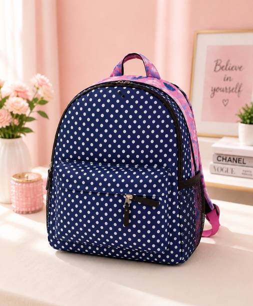 Adilshop Stylish Blue Polka Dot Backpack for Girls & Women 17 L Backpack