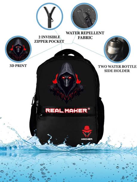 REAL MAKER Red Eyes Hacker Laptop Bag for School, Spacious Compartments for Men & Women 45 L Laptop Backpack