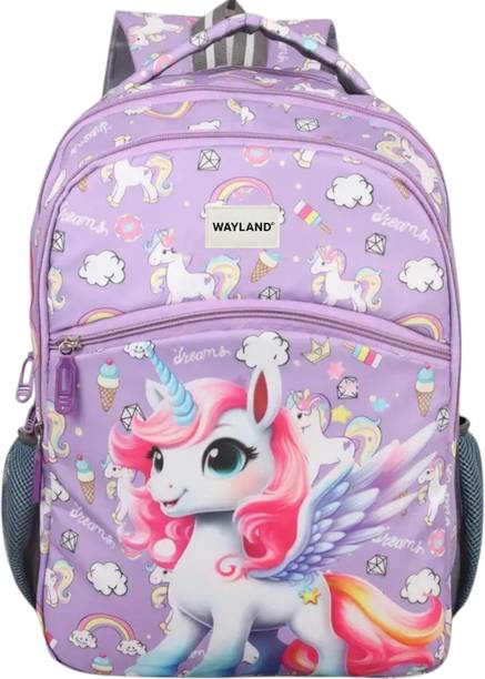 Wayland Unicorn Printed School Backpack for Girls | Waterproof Kids Bag 24 L Backpack