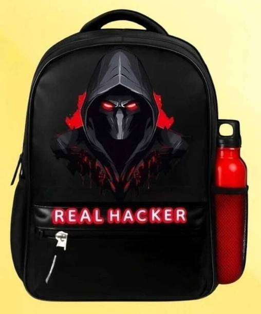 Asmatraders Real Hacker Printed Backpack for Boys Stylish School Bag with Bottle Pocket 45 L Backpack