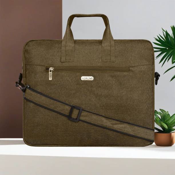 MAHAVI Khaki Color Linen 10L Office Laptop Bag For Men & Women BG31 Messenger Bag