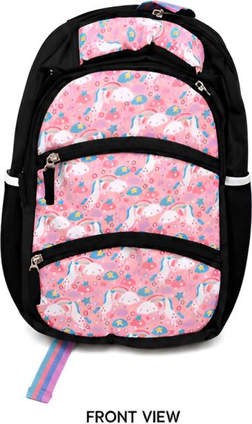 ShrikantaraAdore Girls Unicorn Print School Backpack Pink & Black Waterproof Backpack