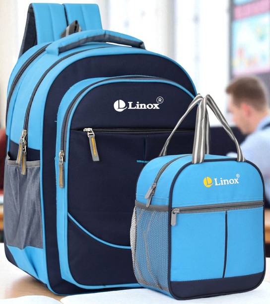 LINOX Backpack, School bag & Lunch Bag – Durable & Stylish for Kids (1st to 5th) Waterproof School Bag