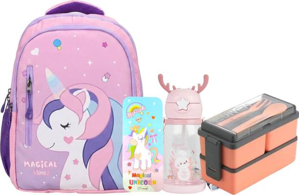 Urban Festivities Unicorn School Bag for girls kids Combo Set Birthday gift for girls Waterproof Backpack