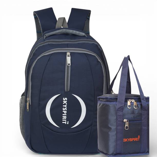 sky spirit Waterproof School Backpack with Lunch Bag Combo for 3rd to 5th Class Students Waterproof School Bag
