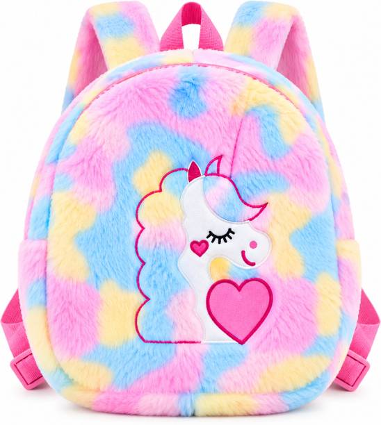 Orlix Unicorn Plush School Backpack for Kids Cute Soft Fur Bag for Girls School Bag